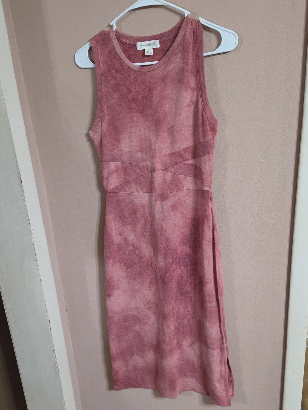 Treasure & Bond Mauve-Pink Tie-Dye Tank Midi Dress